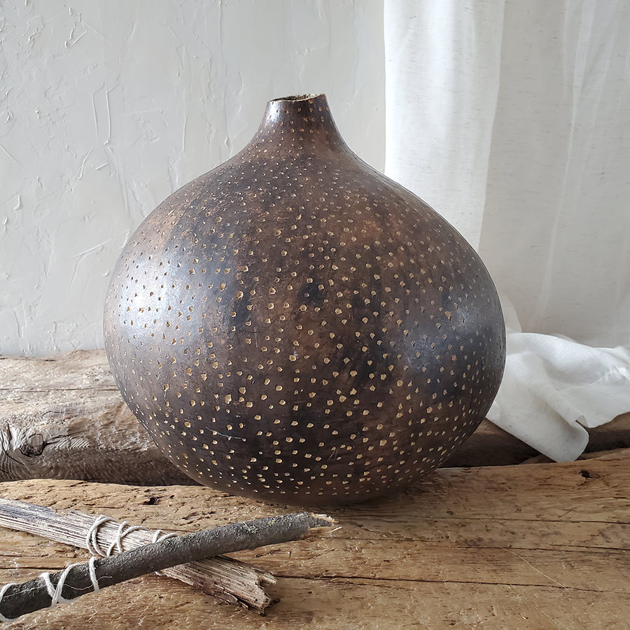 African Calabash Carved Gourd