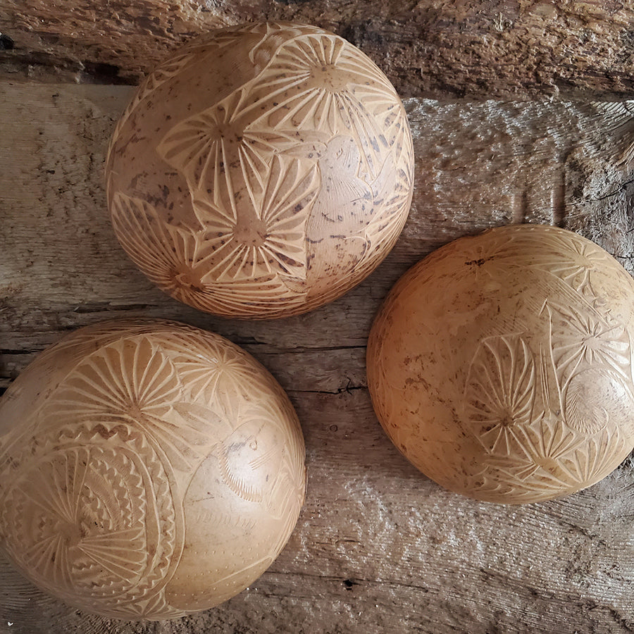 Hand carved Coconut Bowls (Set of 3)