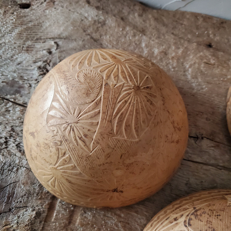 Hand carved Coconut Bowls (Set of 3)