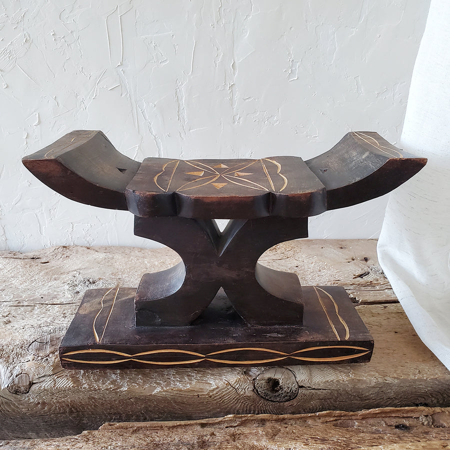 Vintage African Ashanti Wood Carved Stool