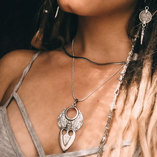 Antique Aztek Necklace - Silver
