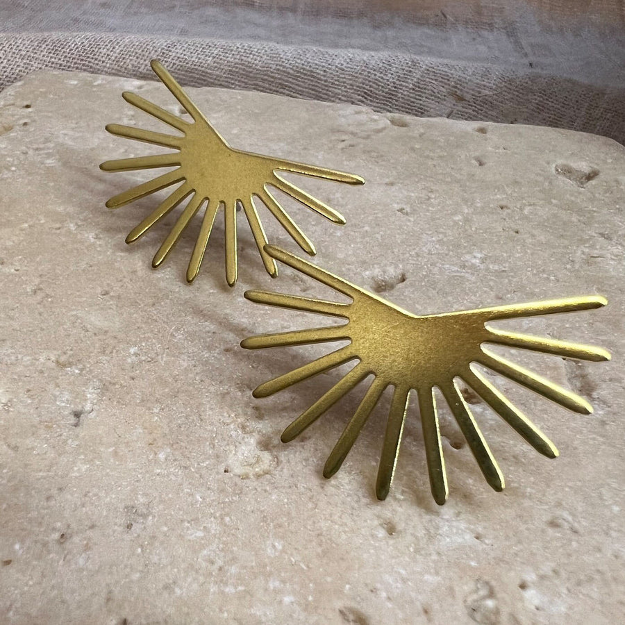 Sun Earrings Plug Brass - Gold